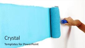  Presentation with female - Audience pleasing PPT layouts consisting of female hand painting wall backdrop and a arctic colored foreground