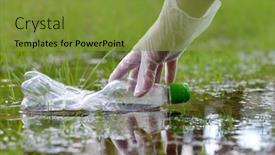  Presentation with water conservation - Amazing slide set having female-hand-pick-up-plastic backdrop and a gold colored foreground