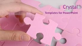  Presentation with last piece of puzzle - Cool new theme with female hand placing last piece backdrop and a  colored foreground