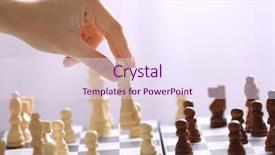  Presentation with chess pieces - Beautiful PPT theme featuring female hand playing chess backdrop and a sky blue colored foreground