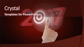  Presentation with pharmaceutical red - Colorful PPT theme enhanced with female hand pointing against red backdrop and a wine colored foreground