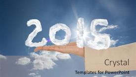  Presentation with sunshine - Slide deck featuring female-hand-presenting-against-cloudy background and a soft green colored foreground