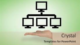  Presentation with waves graphic - Slide set having female hand presenting ftp graphic background and a soft green colored foreground