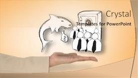  Presentation with shark - Presentation theme having female-hand-presenting-loan-shark background and a lemonade colored foreground