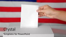  Presentation with voting - Audience pleasing theme consisting of female hand putting voting ballot backdrop and a  colored foreground