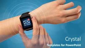  Presentation with smartwatch - Audience pleasing slides consisting of female hand receives new message on her smartwatch backdrop and a teal colored foreground