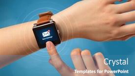  Presentation with smartwatch - Slide deck with female hand receives new message on her smartwatch background and a teal colored foreground