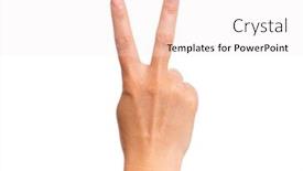  Presentation with fingers - Presentation design with female-hand-showing-2-fingers background and a sky blue colored foreground