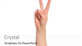  Presentation with fingers - Theme with female-hand-showing-2-fingers background and a sky blue colored foreground