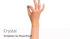  Presentation with female - Audience pleasing presentation theme consisting of female hand showing ok gesture isolated on white background beautiful hand of woman with copy space backdrop and a sky blue colored foreground