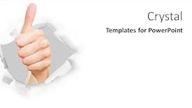  Presentation with business success - Presentation design featuring female-hand-showing-thumbs-up background and a white colored foreground