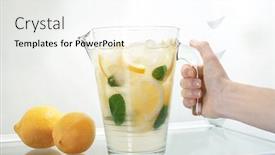  Presentation with fridge - Slide deck featuring female hand taking jug of lemonade from fridge background and a white colored foreground