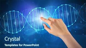  Presentation with dna molecule - Slides featuring interaction molecular - female hand touching dna molecule background and a ocean colored foreground