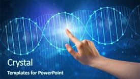  Presentation with dna molecule - Slide set enhanced with interaction molecular - female hand touching dna molecule background and a ocean colored foreground