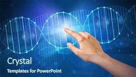  Presentation with dna molecule - Presentation design with female hand touching dna molecule background and a ocean colored foreground