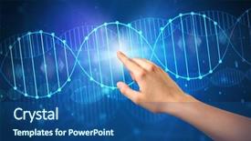  Presentation with dna molecule - Colorful slide set enhanced with female hand touching dna molecule backdrop and a ocean colored foreground