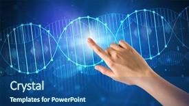  Presentation with dna molecule - PPT theme with touching dna molecule with blue background and a ocean colored foreground