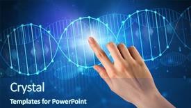  Presentation with dna molecule - Colorful presentation theme enhanced with interaction molecular - female hand touching dna molecule backdrop and a  colored foreground