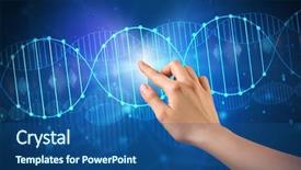  Presentation with dna molecule - Cool new presentation theme with interaction molecular - female hand touching dna molecule backdrop and a  colored foreground