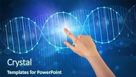 Presentation with dna molecule - Colorful slide set enhanced with interaction molecular - female hand touching dna molecule backdrop and a ocean colored foreground