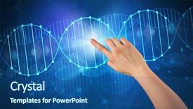  Presentation with dna molecule - PPT theme consisting of interaction molecular - female hand touching dna molecule background and a  colored foreground