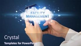  Presentation with facility management - Colorful presentation theme enhanced with female-hand-touching-smartphone backdrop and a navy blue colored foreground