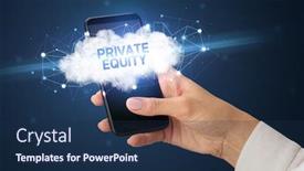  Presentation with equity - Theme consisting of female-hand-touching-smartphone background and a navy blue colored foreground