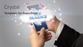  Presentation with smartphone - Slides enhanced with female-hand-touching-smartphone background and a light gray colored foreground