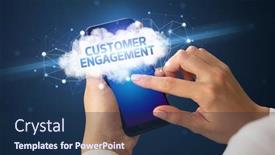  Presentation with engagement - Audience pleasing slide set consisting of female-hand-touching-smartphone backdrop and a navy blue colored foreground