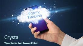  Presentation with forex - Cool new slide deck with female-hand-touching-smartphone backdrop and a navy blue colored foreground