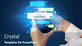  Presentation with live - Cool new slides with female-hand-typing-on-smartphone backdrop and a ocean colored foreground