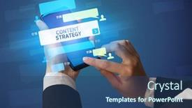  Presentation with smartphone - Colorful theme enhanced with female-hand-typing-on-smartphone backdrop and a ocean colored foreground