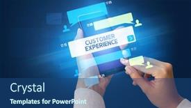  Presentation with experience - PPT theme enhanced with female-hand-typing-on-smartphone background and a ocean colored foreground