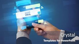  Presentation with viral - PPT layouts featuring female-hand-typing-on-smartphone background and a ocean colored foreground