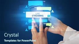  Presentation with live - Amazing presentation design having female-hand-typing-on-smartphone backdrop and a ocean colored foreground