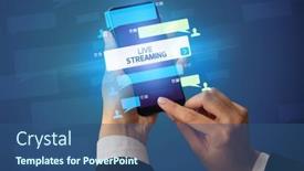  Presentation with live - Beautiful theme featuring female-hand-typing-on-smartphone backdrop and a ocean colored foreground