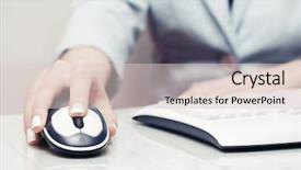  Presentation with computer keyboard and mouse - Audience pleasing presentation theme consisting of female hand using computer mouse backdrop and a lemonade colored foreground