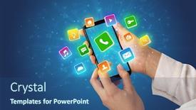  Presentation with smartphone - Colorful slides enhanced with female-hand-using-smartphone backdrop and a ocean colored foreground