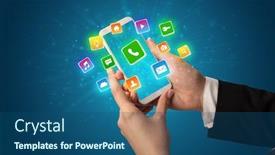  Presentation with smartphone - Slide deck having female-hand-using-smartphone background and a ocean colored foreground