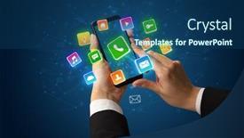  Presentation with smartphone - Slide set consisting of female-hand-using-smartphone background and a ocean colored foreground