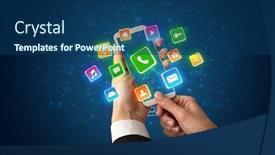  Presentation with smartphone - Slide deck consisting of female-hand-using-smartphone background and a ocean colored foreground