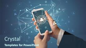  Presentation with peoples - Slide set enhanced with female-hand-using-smartphone background and a ocean colored foreground