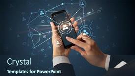  Presentation with peoples - Cool new presentation theme with using smartphone to connect peoples backdrop and a ocean colored foreground