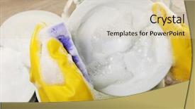  Presentation with hand washing - Slides consisting of female hand washing dish close background and a lemonade colored foreground