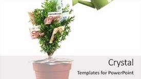  Presentation with money tree - Colorful presentation theme enhanced with female hand watering decorative tree backdrop and a lemonade colored foreground