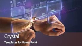  Presentation with labels - Audience pleasing slide set consisting of female hand wearing smartwatch backdrop and a tawny brown colored foreground