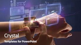  Presentation with labels - Audience pleasing presentation theme consisting of female hand wearing smartwatch backdrop and a tawny brown colored foreground