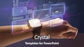  Presentation with labels - Colorful PPT theme enhanced with female hand wearing smartwatch backdrop and a tawny brown colored foreground