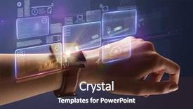  Presentation with labels - Presentation design having female hand wearing smartwatch background and a tawny brown colored foreground