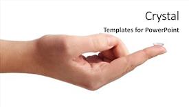  Presentation with vision lens - Presentation theme having female hand with contact lens background and a pink colored foreground